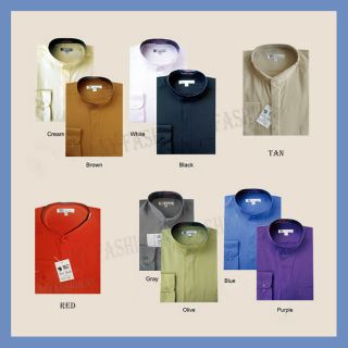 New Mens Classy Casual Dress Shirt Mandarin Collar Hidden Button M 01