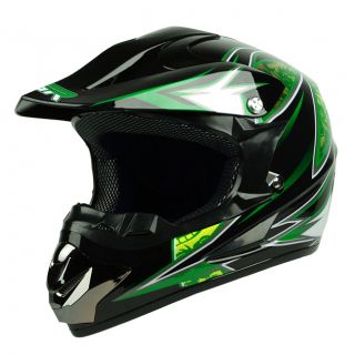  Black Green Dirt Bike Buggy ATV Off Road B MX MX DOT Helmet ~ Youth M