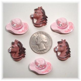 6pc Bling Giddy Up Cowgirl Hat Horse Flatback Resins 4 Hairbow Bow
