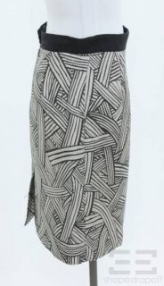 Proenza Schouler Beige Grey Woven Print Pencil Skirt Size 8