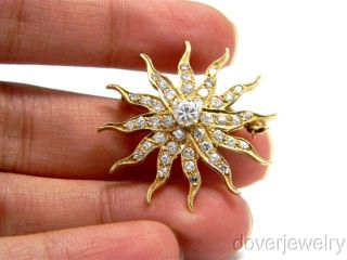 Antique 1 25ct Diamond 14k Gold Sun Pendant Pin