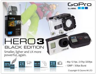 GoPro HD Hero 3 Black Edition Video Camera Camcorder CHDHX 301 Brand