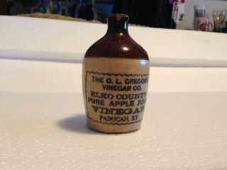 The O L Gregory Vinegar Co Logo Miniature Stoneware Jug