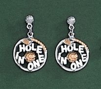 Hole in One Golf Earrings Dangle 23kt Gold Ships Today