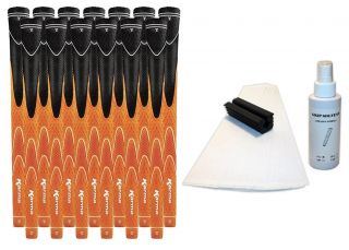 13 Karma Dual Touch Black Orange Golf Grips with Grip Kit