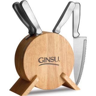 Ginsu Kitchen Serrated Knife Knives Set w/ Block Japanese Steel 5