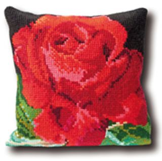 Thea Gouverneur Counted Cross Stitch Kit 15 x 15 Rose Pillow 4001