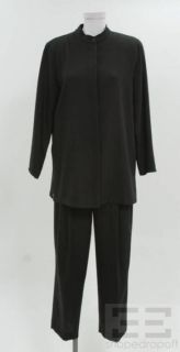 Giorgio Armani Le COLLEZIONI 2pc Black Wool Button Down Top Pants Suit
