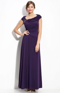 JS Boutique Beaded Off Shoulder Jersey Gown Mob 14 $198 00