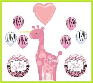 Baby Shower Girl Giraffe Party Supplies Decorations Balloons Pink
