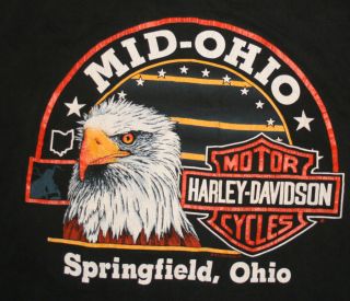 VINTAGE Harley Davidson Motocycles springfield ohio T Shirt mens large
