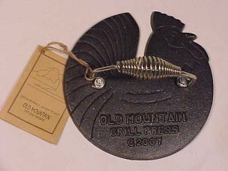 Old Mountain Cast Iron Pre Seasoned Rooster Grill Press