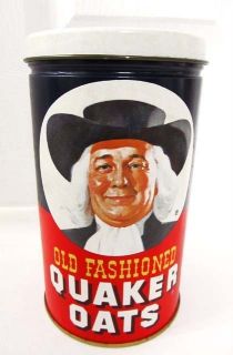  Old Fashioned Quaker Oats 1982 Food Canister Metal Can Tin Litho MINT