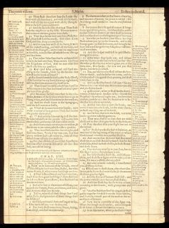 1606 Geneva Red Ruled Bible Leaf Gospel of Mark Widows Mite Verses