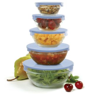 Norpro Glass Bowl 10 Piece 5 Storage Bowls with Lids over 10 cup
