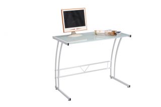 Sturdy Metal Frame Tempered Glass Computer Desk Available in Black or
