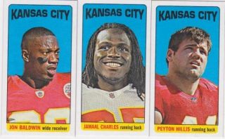 Kansas City Chiefs 2012 Topps Football Tall Boy Set 3 cards 1965 Style