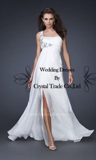 Elegant Long Chiffon Wedding Bridal Gown Bridesmaid Prom Evening