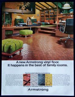Vintage 1968 Armstrong Vinyl Floors Coronelle Collection Magazine Ad