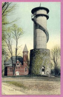 Glendale Ohio Town Hall and Water Tower Kraemer Art Company 1908