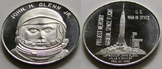 John H Glenn Jr Project Mercury Commemorative Silver Medal Feb 20 1962