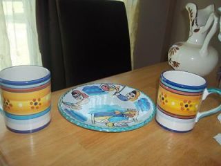 ITALIAN POTTERY PLATE AND MUG SET NICE GIFT DERUTA ITALY EXCELLENT