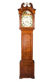 Antique English Victorian Solid Oak Grandfather Clock