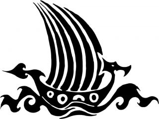 viking ship decal 3 75 x5 select color vinyl sticker