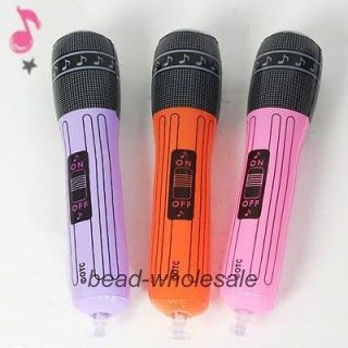 3x Inflatable Microphone Disco Rock Star Kid Child Party Favour Blow