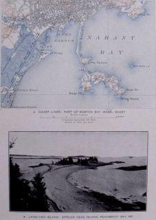 1908 ANTIQUE MAP NAHANT BAY LYNN HARBOR REVERE BEACH MA MASSACHUSETTS