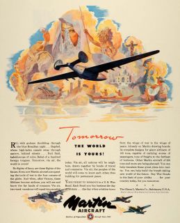 1943 Ad Glenn L. Martin Military Aircraft WWII War Production Aviation