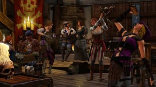 Pirates out for a night on the town in The Sims Medieval Pirates and