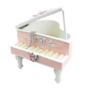Grand Piano Ring Holder Pink Rose Jewelry Box Organizer Victorian