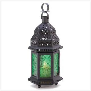 Green Glass Moroccan Candle Holder Hanging Lantern