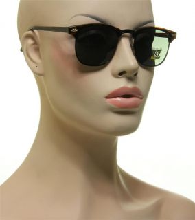  Tortoise Frame Green Lens Retro Clubmaster Womens Or Mens Sunglasses