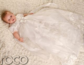 Baby Girls Ivory Dress Traditional Baptism Gown Christening Dresses 0