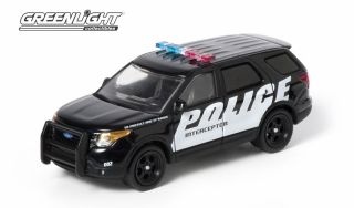 GREENLIGHT COLLECTIBLES 1 64 BLACK WHITE 2013 FORD POLICE INTERCEPTOR