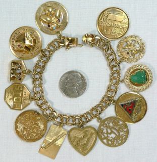 Solid 14k Gold Charm Bracelet 64 9 Grams Jade Buddha Nativity w Lords