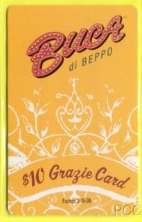 Buca Di Beppo Grazie 2008 Promotional Gift Card