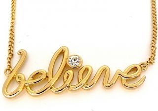 Disney Couture Gold Curly Believe Word Necklace