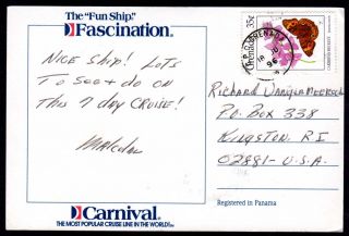 Carnival Cruise 1996 SHIP Chrome Postcard Grenada