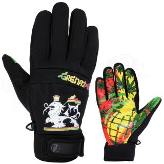 NEW 2013 Grenade Bob Gnarly Mens Snowboard Pipe Gloves   Black / Rasta