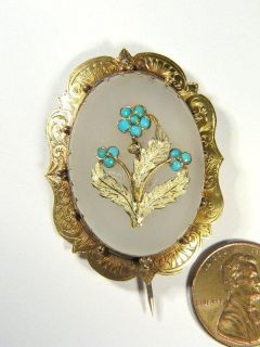 Quality Antique English Gold Chalcedony Pin Brooch 1840