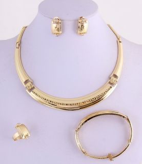 Gold Plated Necklace Bracelet Earring Ring Set No 11