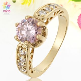  Round Cut Pink Sapphire Yellow Gold Plated Xmas Jewelry Ring 8