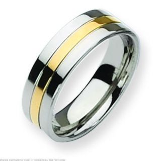 Titanium 14k Gold 7mm Mens Wedding Ring Band Size 10