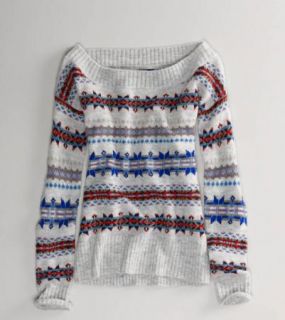 New AE American Eagle Outfitter Sexy Fair Isle Off Shoulder Sweater s