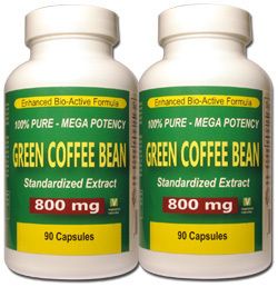 100 Pure Green Coffee Bean Extract Mega Strength 800 MG 180 Caps