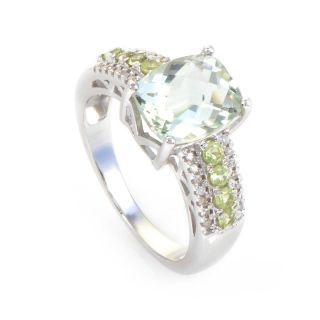 10K White Gold Diamond Green Amethyst Ring