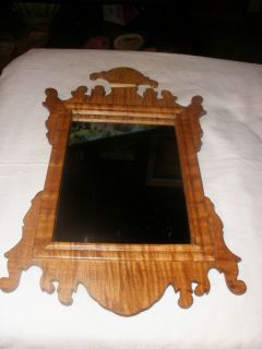 Small Vintage Tiger Maple Chippendale Mirror AS IS Needs Repair